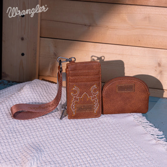 Wrangler Embroidered Dual Pouch Wristlet