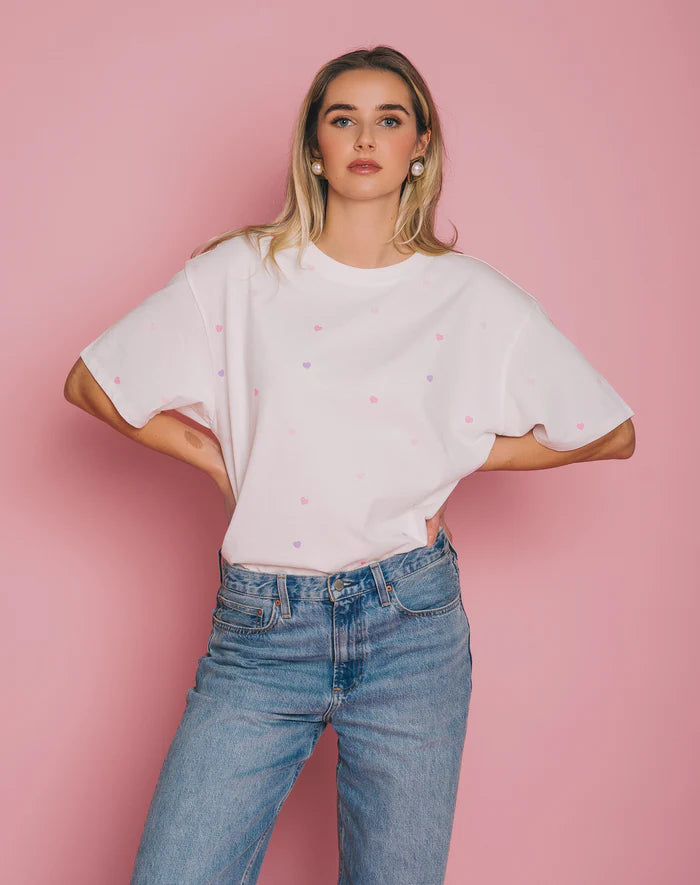 All Over Tiny Hearts Oversized Boxy Tee