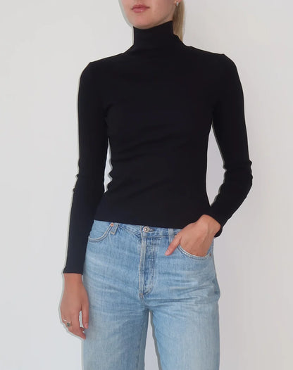 Ribbed Fitted Turtleneck Long Sleeve