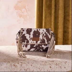 Wrangler Cow Print Fringe Crossbody