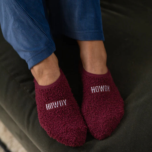 "Howdy" Cozy Ankle Sock with Grips