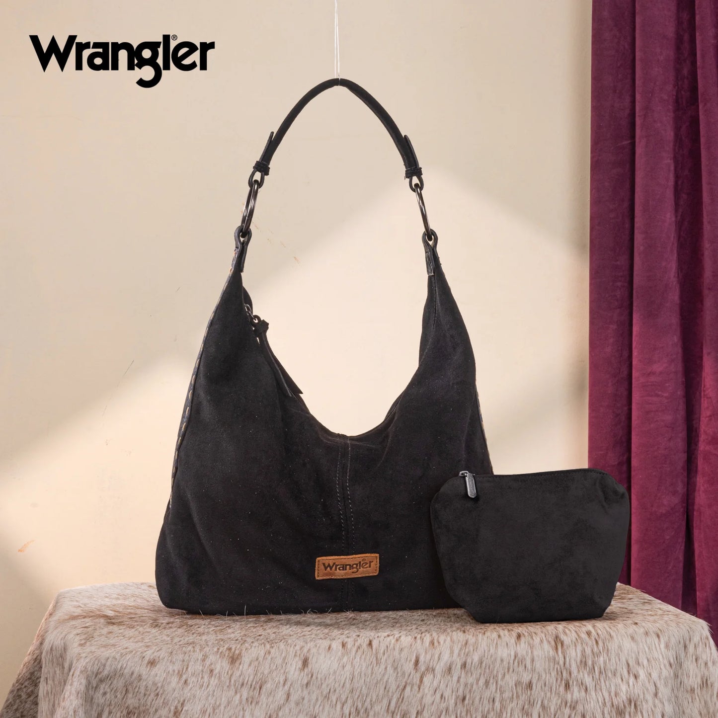 Wrangler Floral Tooled Hobo Bag with Pouch
