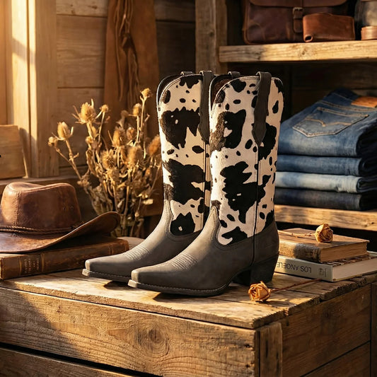 Montana West Western Cow Print Cowgirl Boots