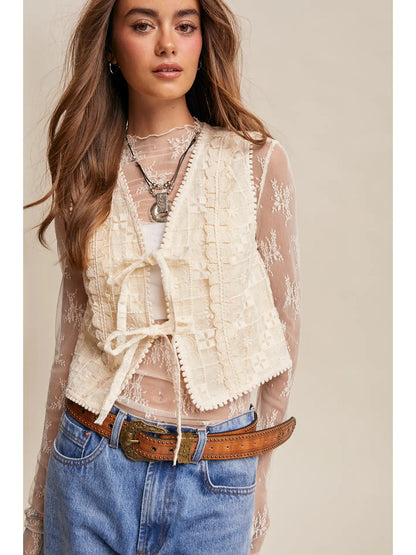 Embroidered Lace Vest
