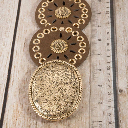 Western Concho Disc Oval Buckle Belt