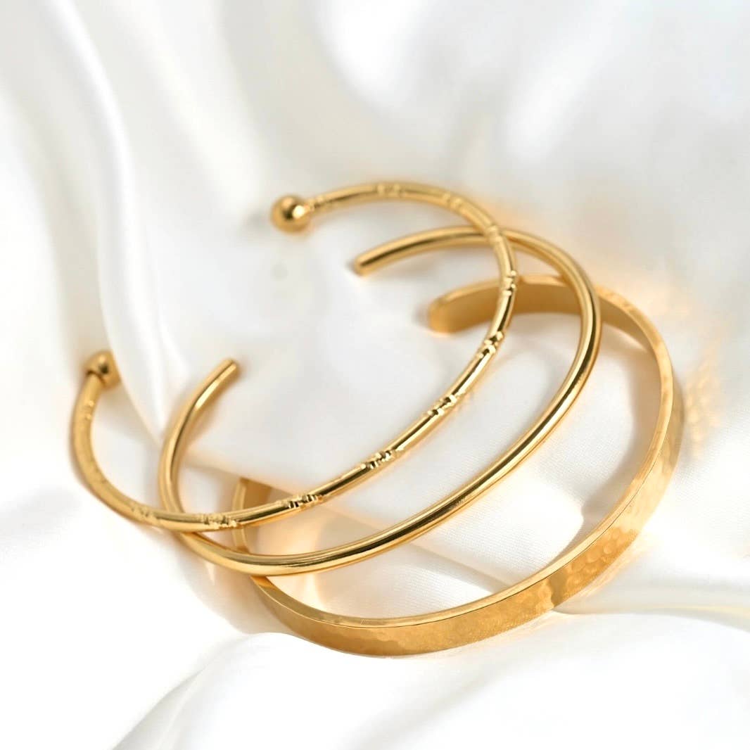 Slim Gold Cuff Bracelets - 3 piece set