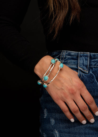 Burnished Silver Bangles with TQ Ovals