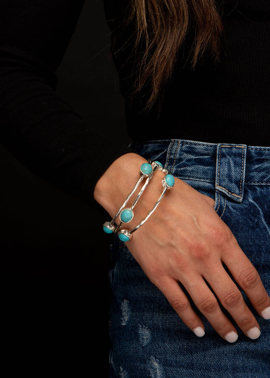 Burnished Silver Bangles with TQ Ovals