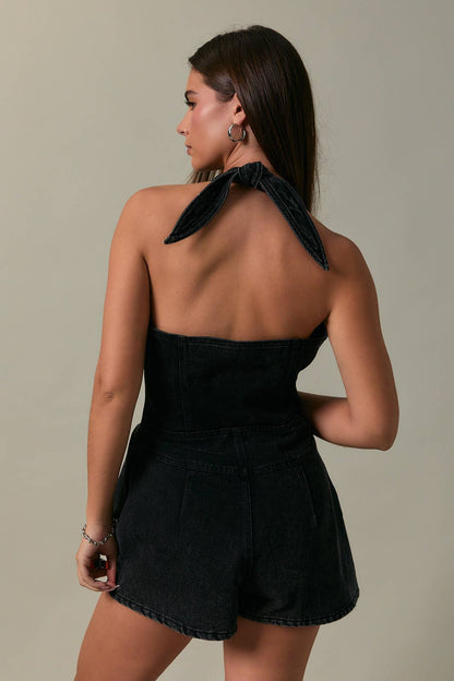 VEST-STYLE ROMPER WITH MICRO SHORTS
