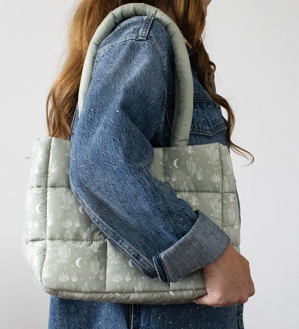 Cactus Quilted Puffer Bag