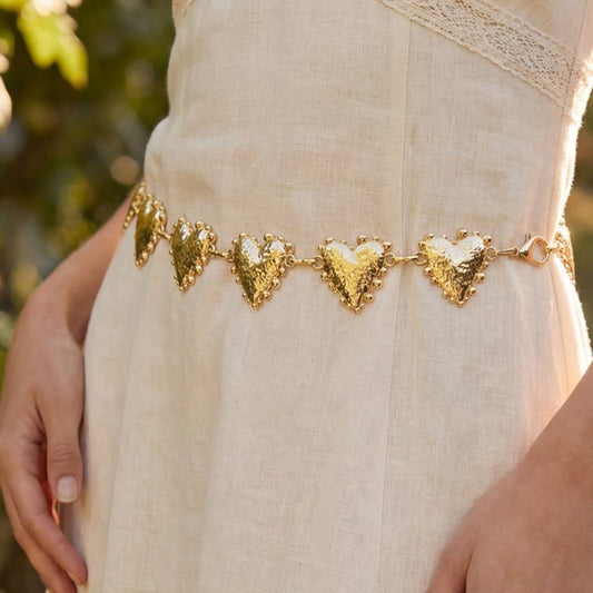Hammered Heart Link Chain Belt