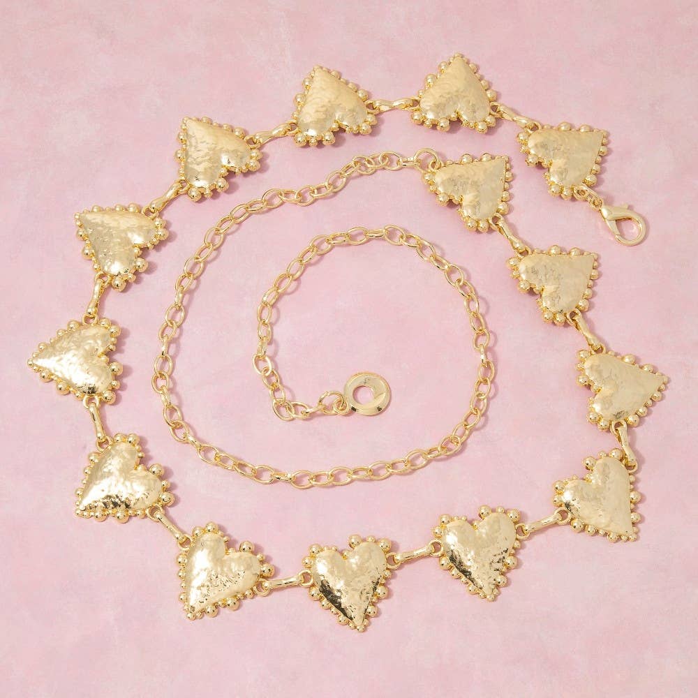 Hammered Heart Link Chain Belt