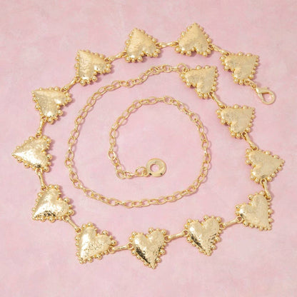 Hammered Heart Link Chain Belt