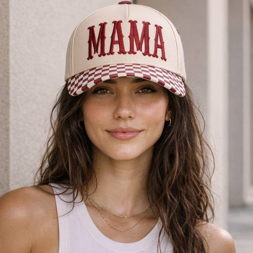 Mama Checkered Brim Trucker Hat
