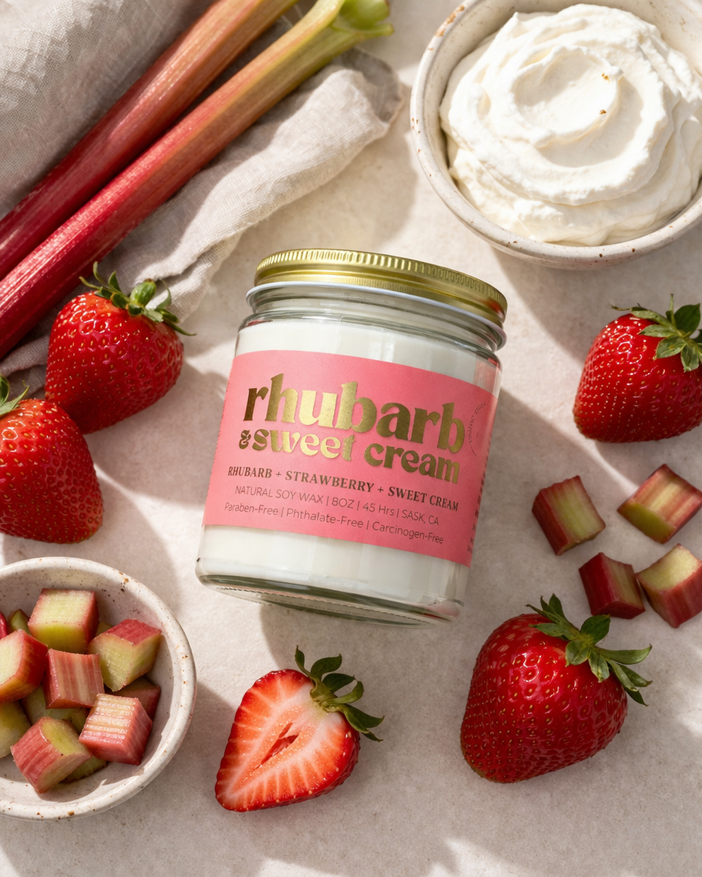 RHUBARB & SWEET CREAM | SUMMER | SOY WAX CANDLE 8OZ