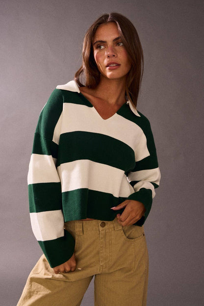 Striped Rugby Knit Top