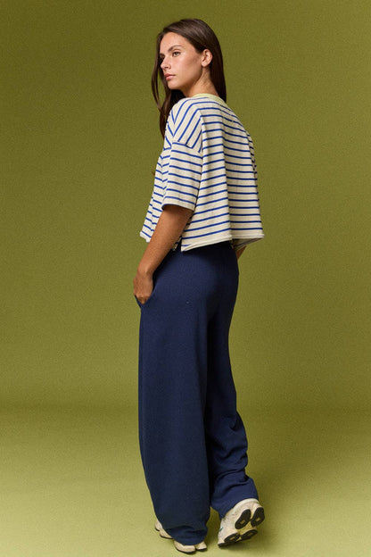 Henley Neck Stripe Top
