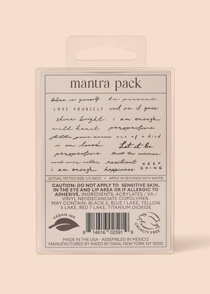 Mantra Temporary Tattoo Pack