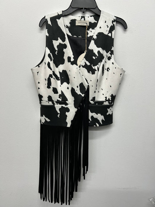 Asymmetrical Fringe Cow Print Vest