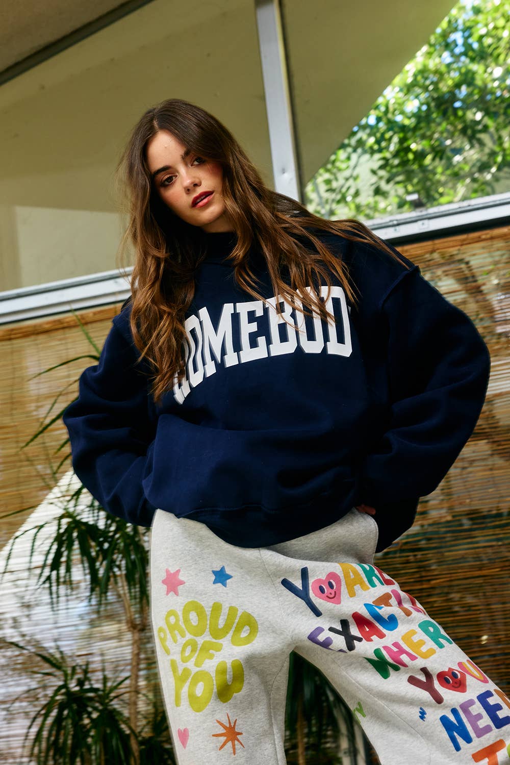 Reversible "HOMEBODY" Mock Neck Sweatshirt