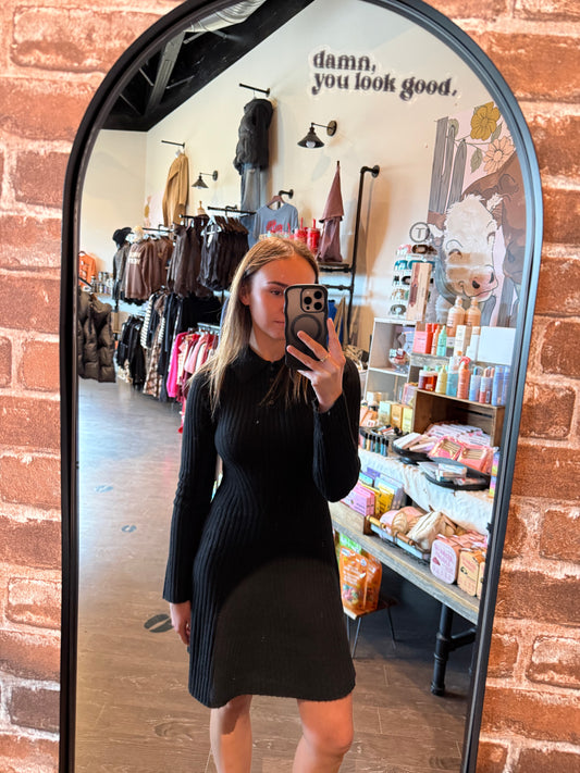 High Neck Long Sleeve Dress