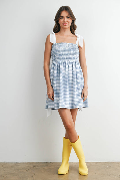Tie Strap Gingham Mini Sundress