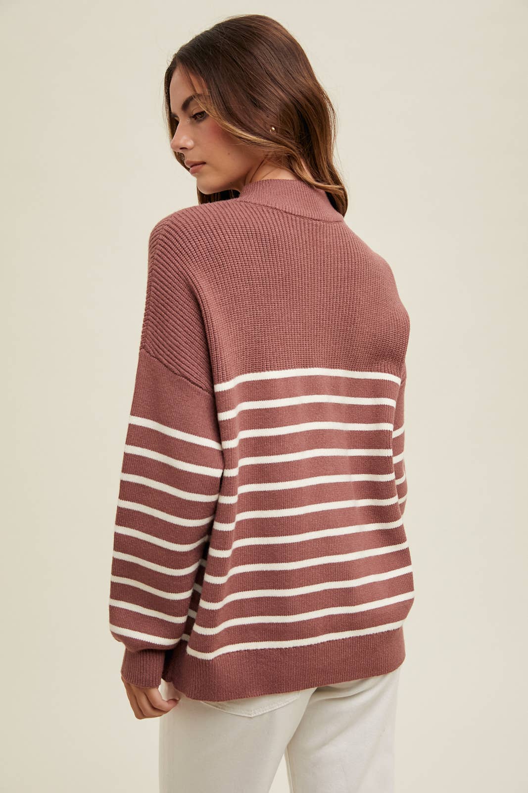 HALF-ZIP STRIPED SWEATER