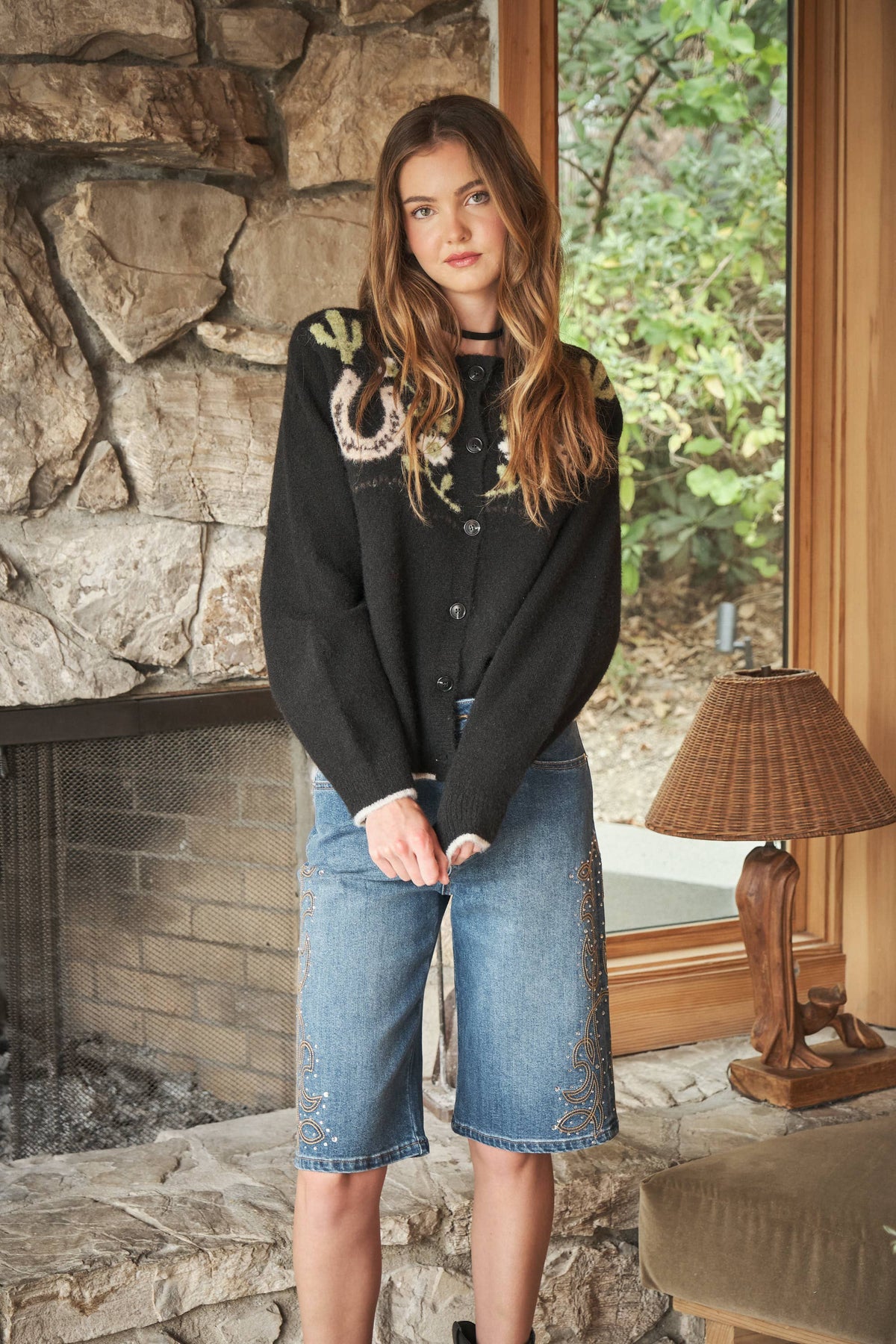 Western Graphic Sweater Cardigan