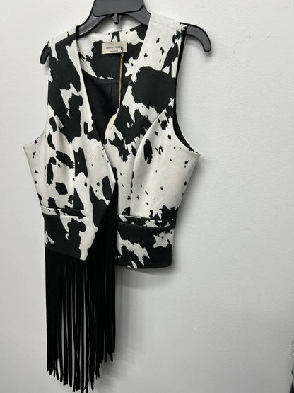 Asymmetrical Fringe Cow Print Vest
