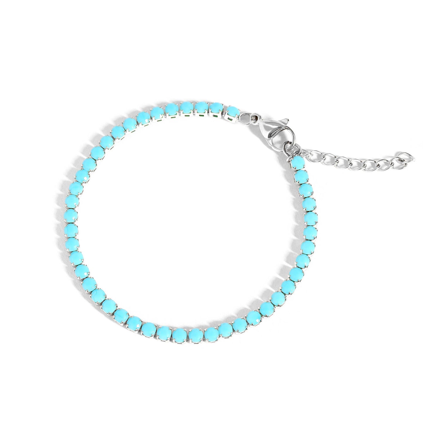 Stainless Steel Turquoise Rhinestone Tennis Bracelet