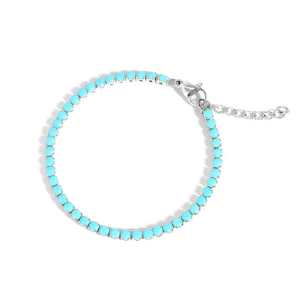 Stainless Steel Turquoise Rhinestone Tennis Bracelet