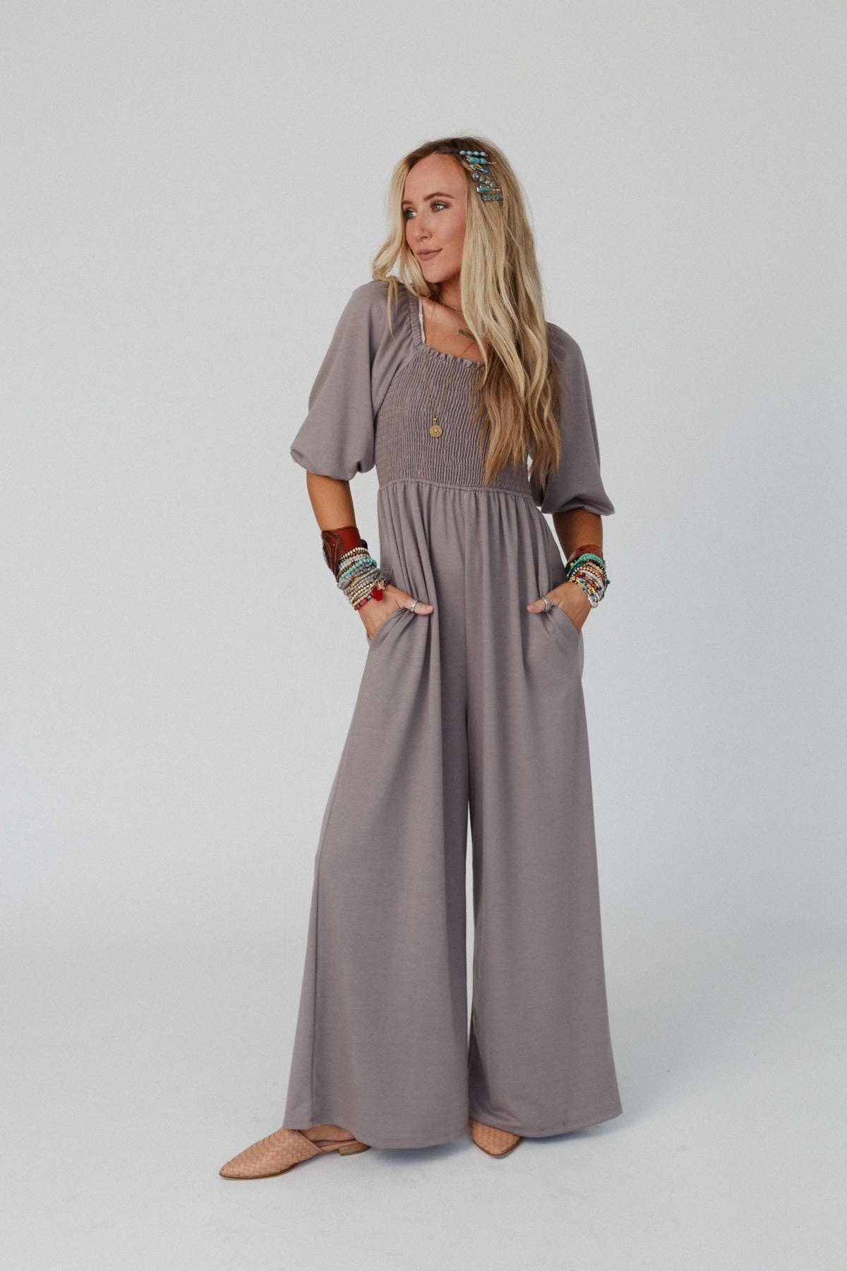 Nick Of Time Smocked Jumpsuit