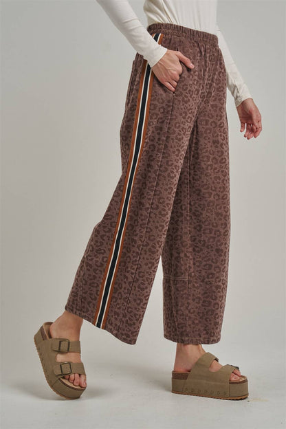FALL VINTAGE LEOPARD WIDE LEG PANTS