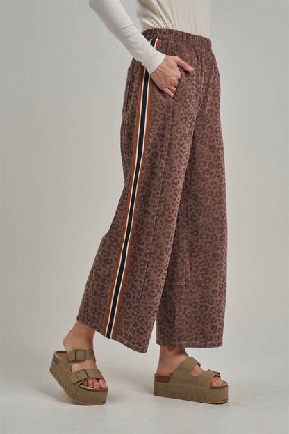 FALL VINTAGE LEOPARD WIDE LEG PANTS