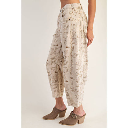 Western Barrel Leg Jeans