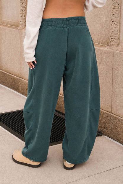 Smocked Waist Barrelled Sweatpants