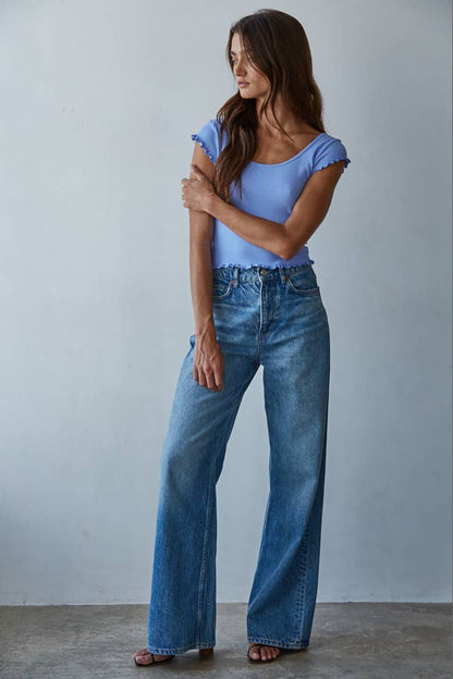 Ribbed Merrow Detail Crop Top