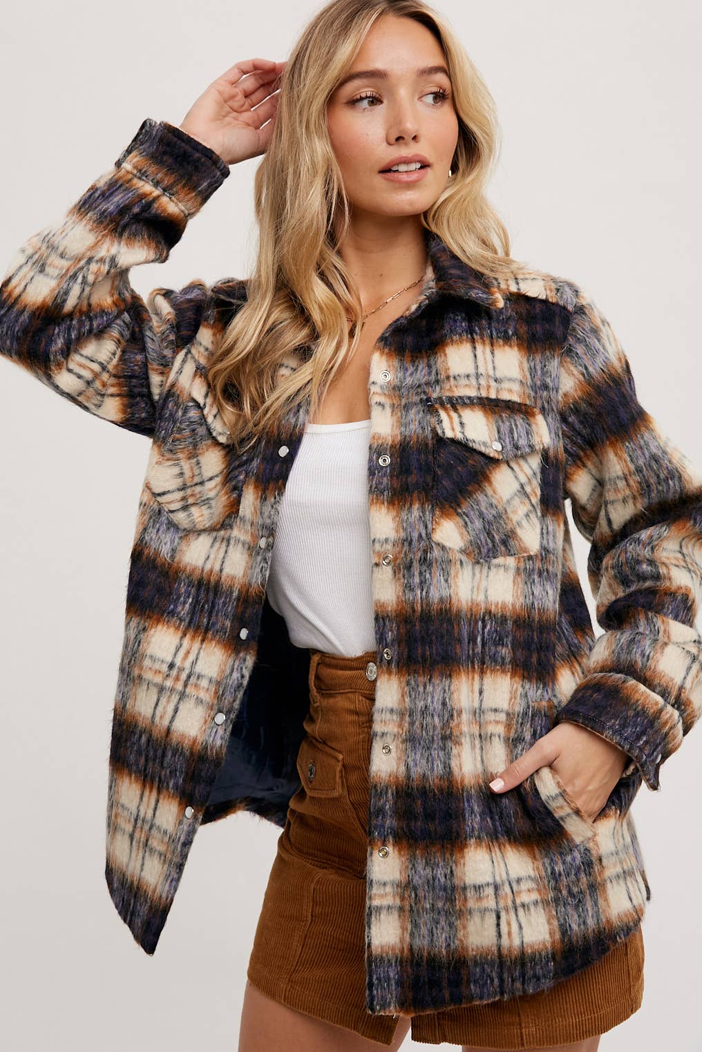 Brushed Flannel Plaid Shacket