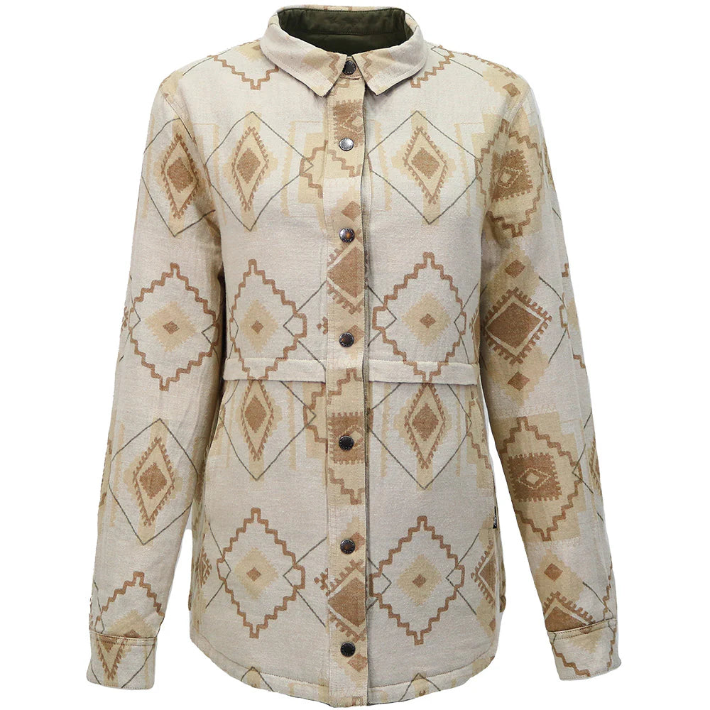 WOMEN’S “BANDERA" REVERSIBLE BARN JACKET OLIVE W/CREAM & TAN AZTEC