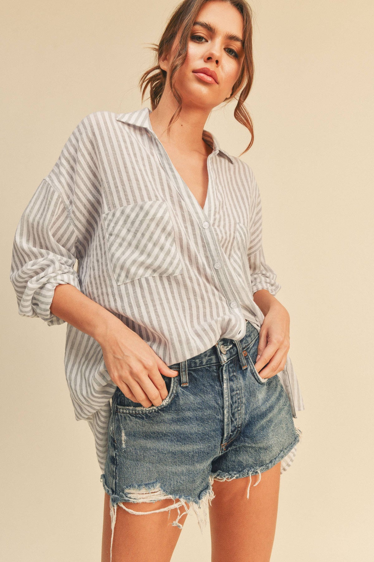 Sloane Striped Button Up