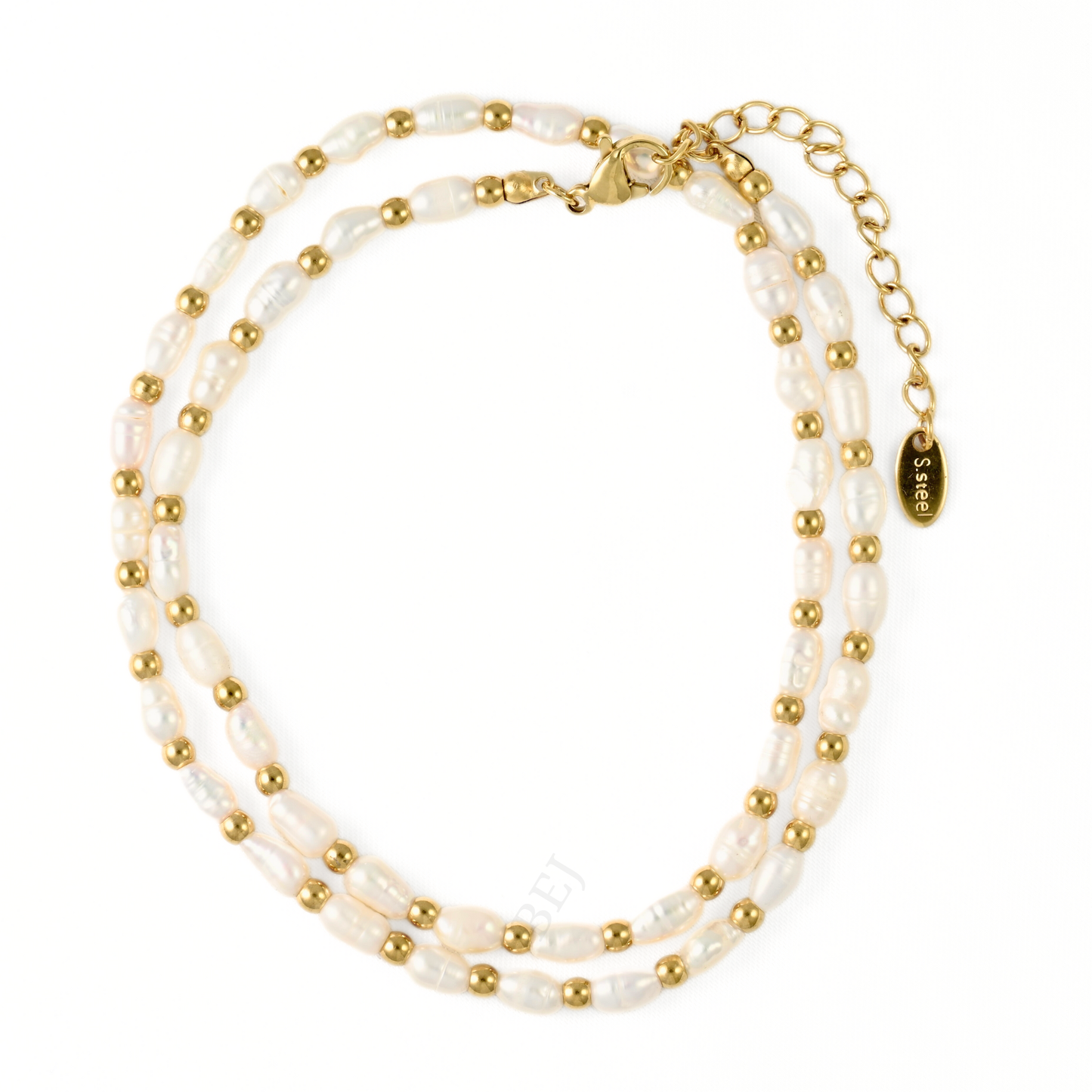 Gold Beaded Freshwater Pearl Necklace
