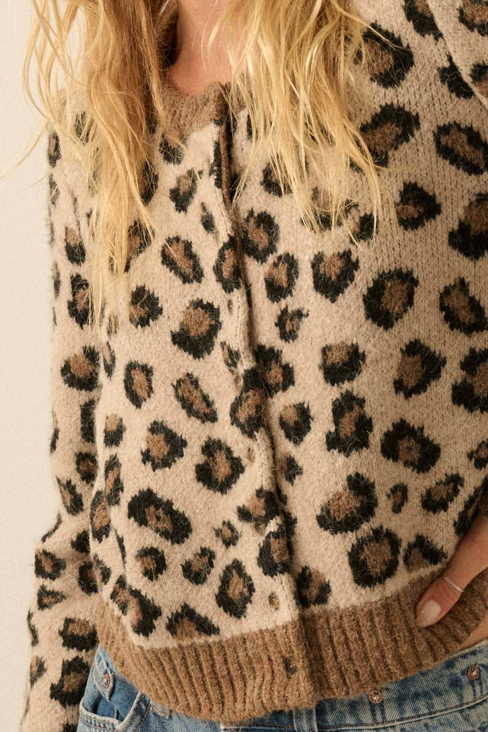 Leopard Button-Front Cardigan