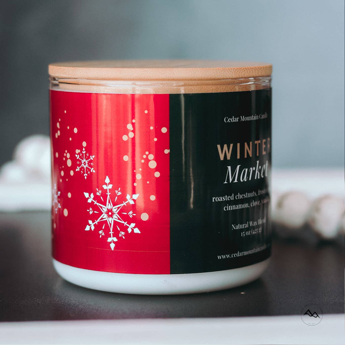 Winter Market - 3 Wick Jar Candle - Wrap Around Label