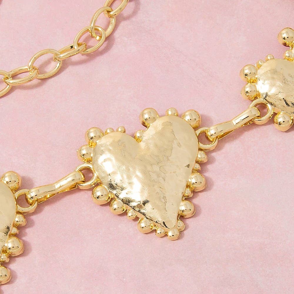 Hammered Heart Link Chain Belt