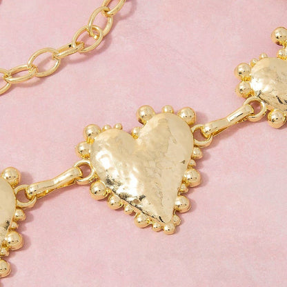 Hammered Heart Link Chain Belt