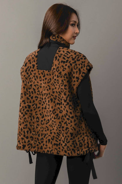 Brown & Black Leopard Fleece Vest