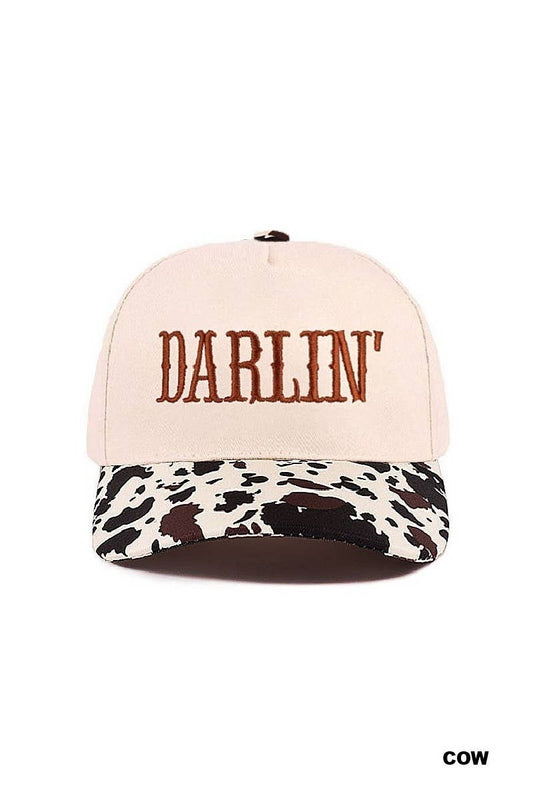 Darlin' Embroidered Two-tone Canvas Cotton Cap