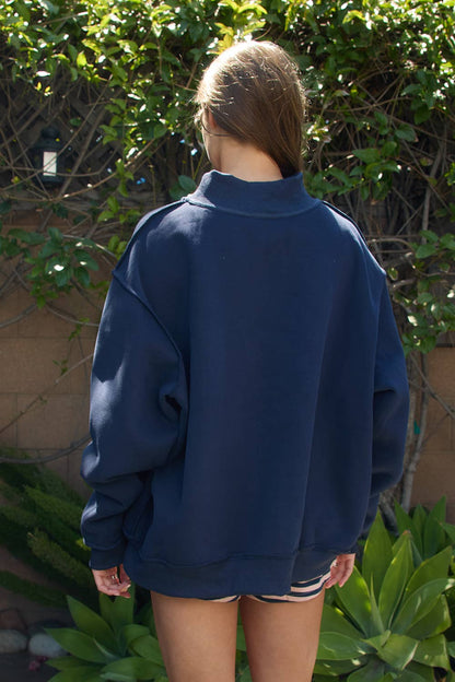 Reversible 'Lucky & Mallard' Mock-Neck Sweatshirt