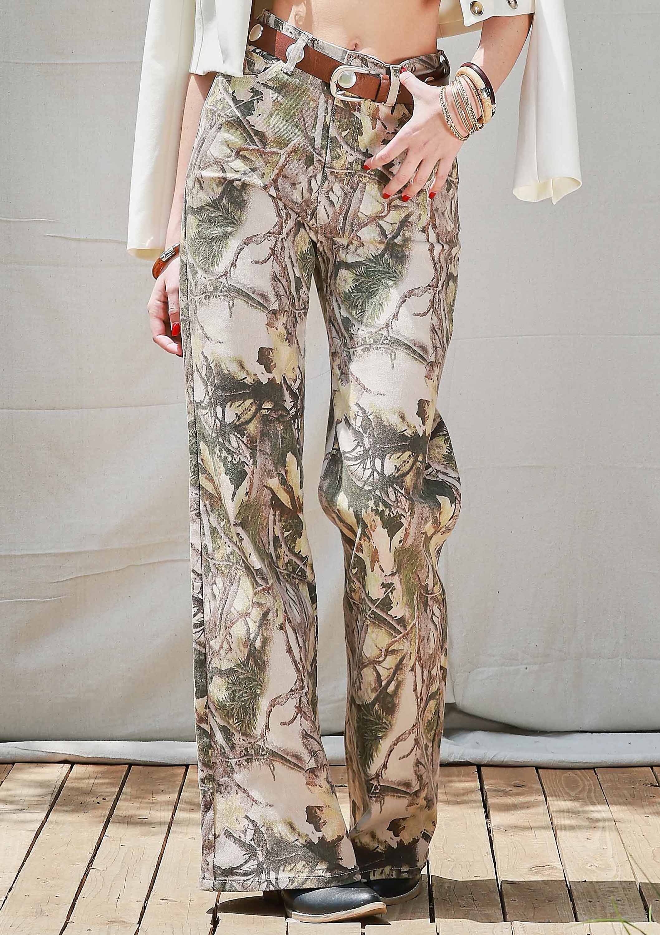 High-Rise Camo Print Wide Leg Jeans – Rocket & Roo Boutique