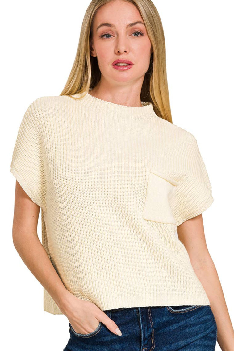 Mock Neck Knit Short Sleeve